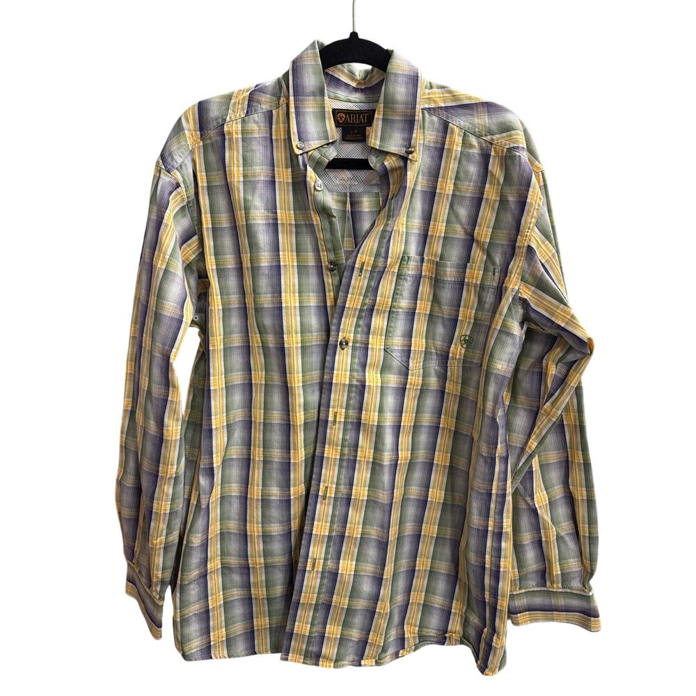 Ariat Plaid Western Shirt Small Ranch Core Outdoor Dad Style - Picture 2 of 6